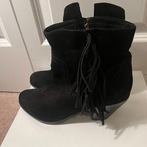 Sam Edelman Black Suede Fringe Bootie